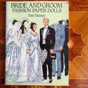 PAPER DOLLS, BRIDE AND GROOM TOM TIERNEY UNCUT FASHION WEDDING VINTAGE 1990, EUC